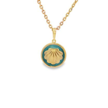 Jai's 14K Yellow Gold Turquoise-accented Seashell Pendant