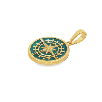 Jai's Gold-plated Sterling Silver Turquoise-accented Compass Pendant