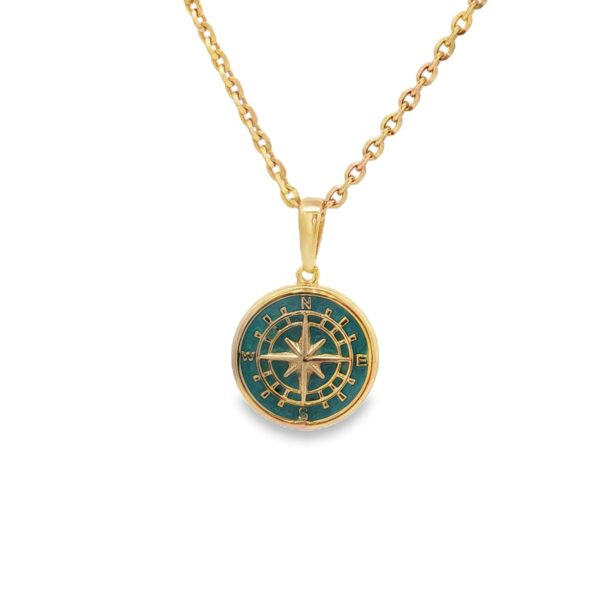 Jai's Gold-plated Sterling Silver Turquoise-accented Compass Pendant
