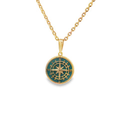 Jai's Gold-plated Sterling Silver Turquoise-accented Compass Pendant