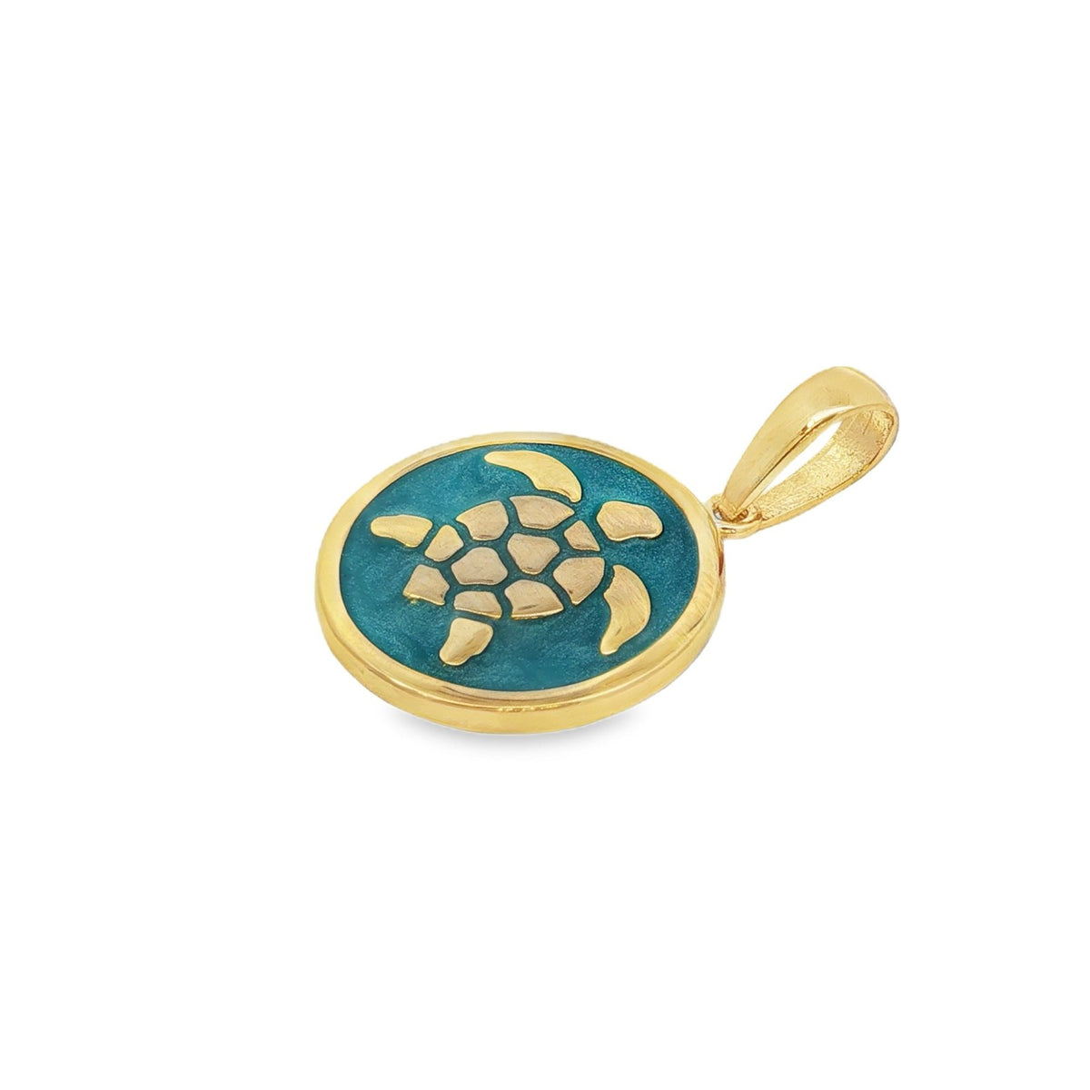 Jai's 14K Yellow Gold Turquoise-accented Turtle Pendant