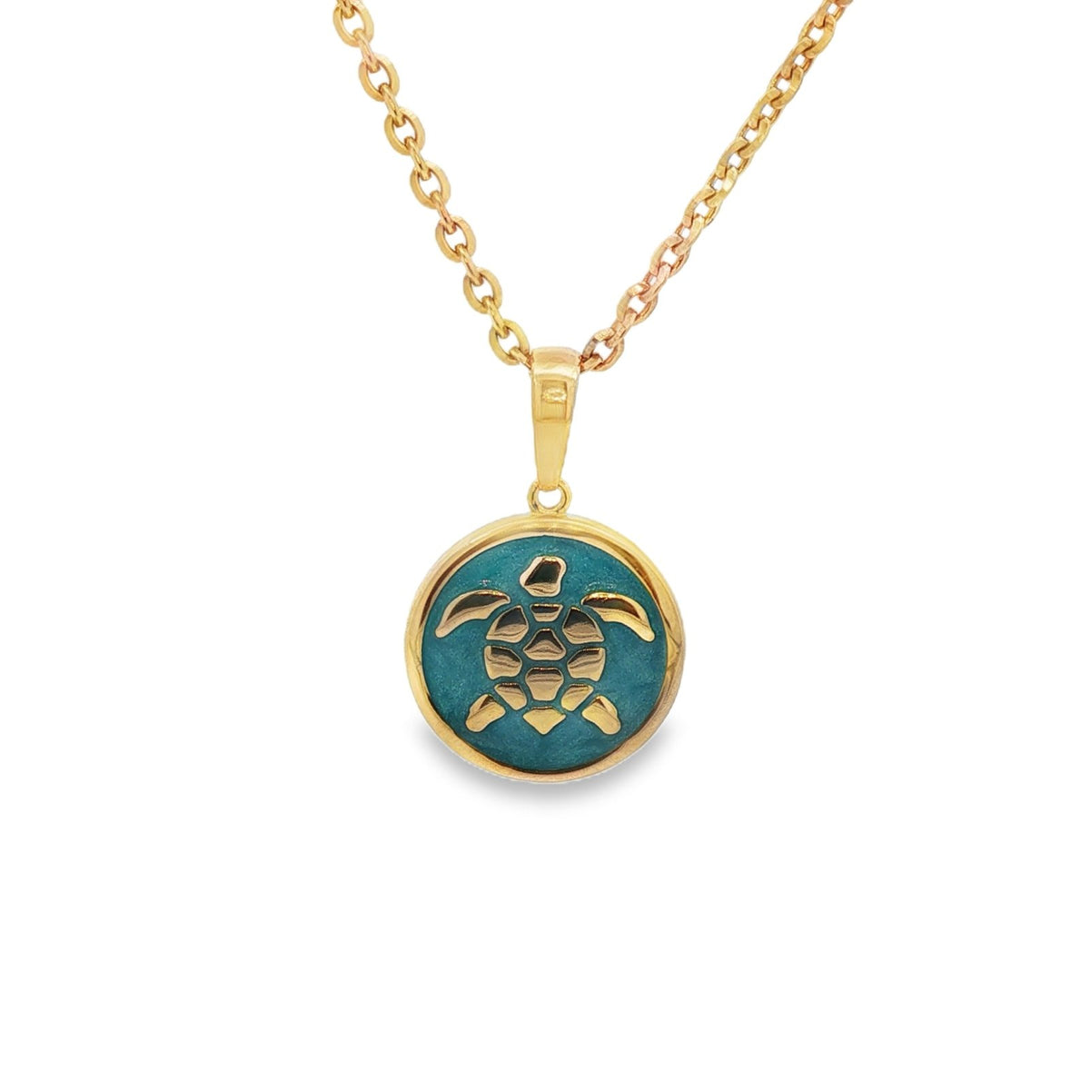 Jai's Gold-plated Sterling Silver Turquoise-accented Turtle Pendant