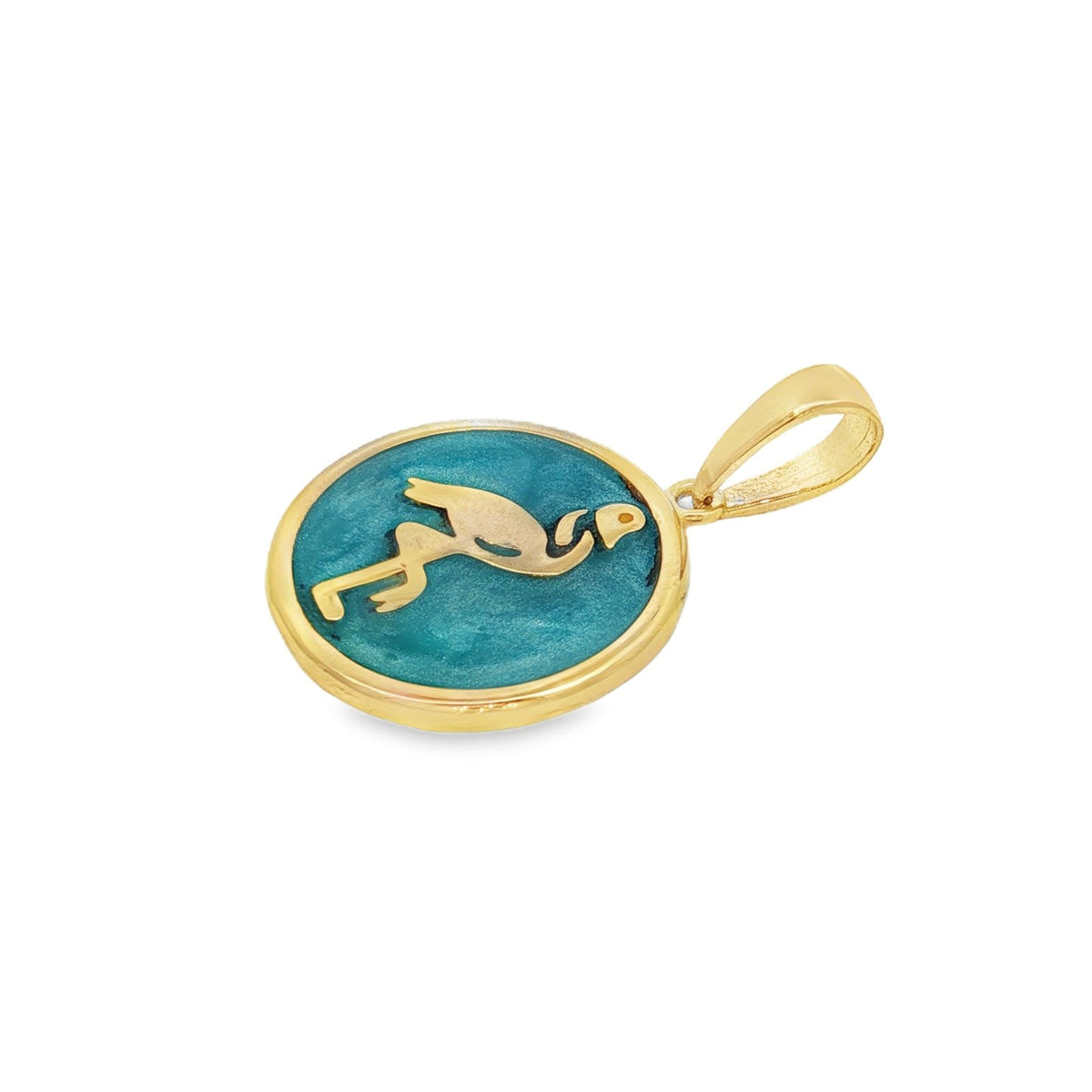 Jai's Gold-plated Sterling Silver Turquoise-accented Flamingo Pendant
