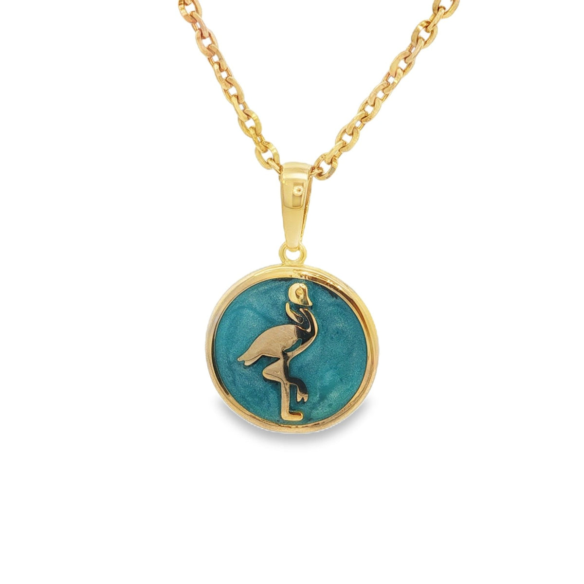 Jai's Gold-plated Sterling Silver Turquoise-accented Flamingo Pendant