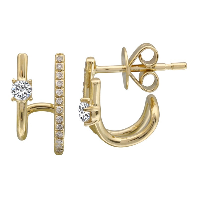 Jai's 14K Yellow Gold Diamond Hooked Studs