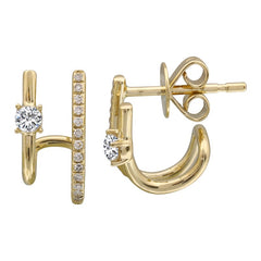 Jai's 14K Yellow Gold Diamond Hooked Studs