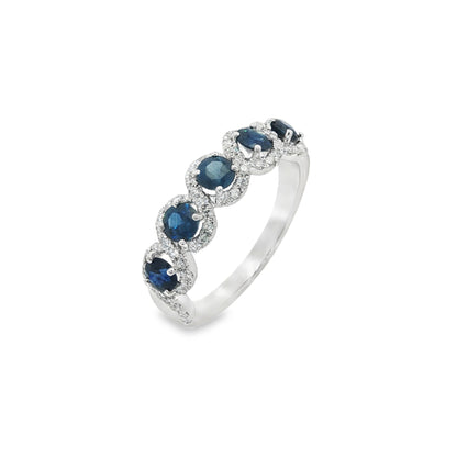 Jai's 18K White Gold Floral Sapphire & Diamond Ring