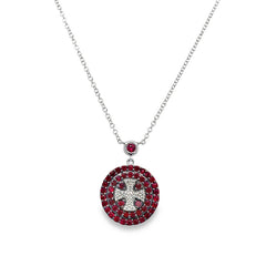 Jai's 14K White Gold Ruby & Diamond Cross Necklace