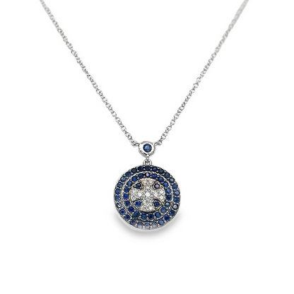 Jai's 14K White Gold Sapphire & Diamond Cross Necklace