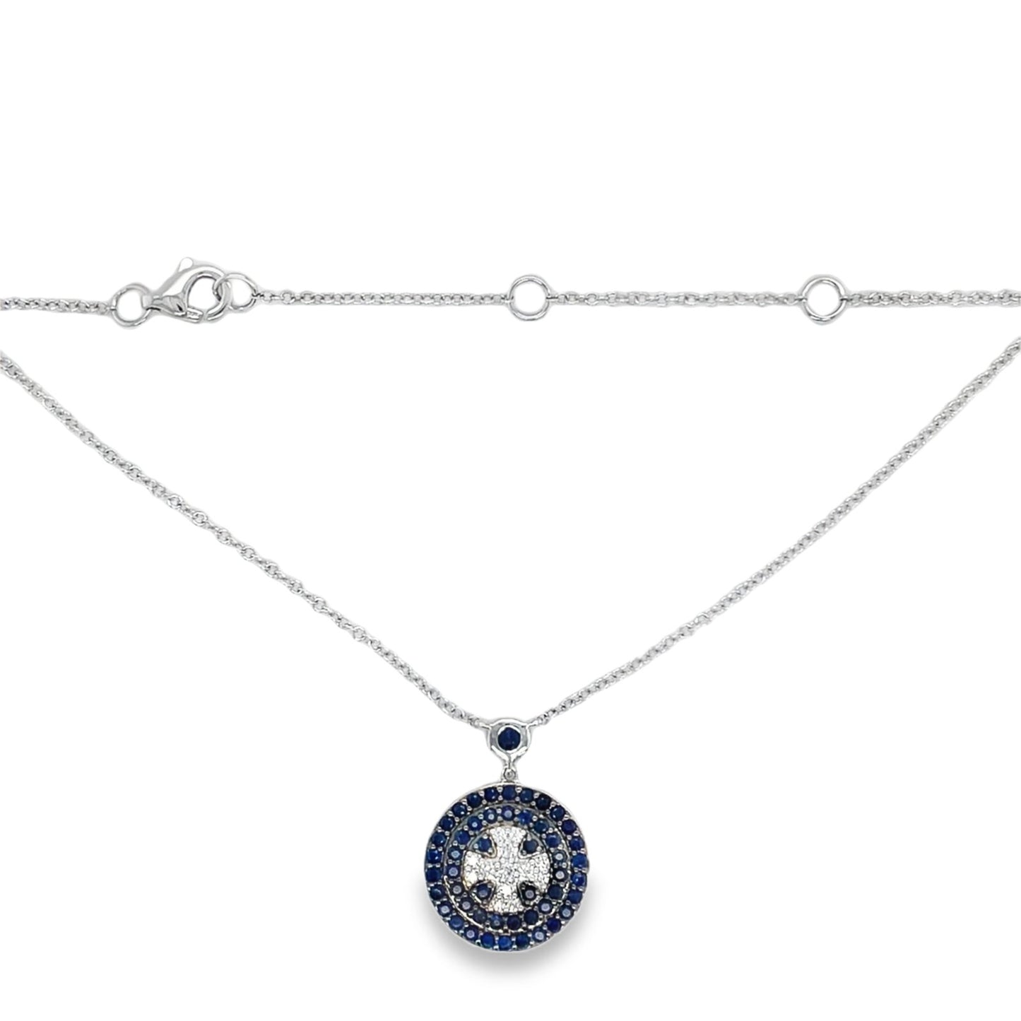 Jai's 14K White Gold Diamond & Sapphire Cross Necklace