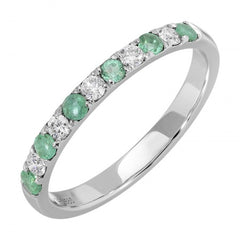 Jai's 14K White Gold Half-way Emerald & Diamond Ring