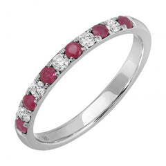 Jai's 14K White Gold Half-way Ruby & Diamond Ring