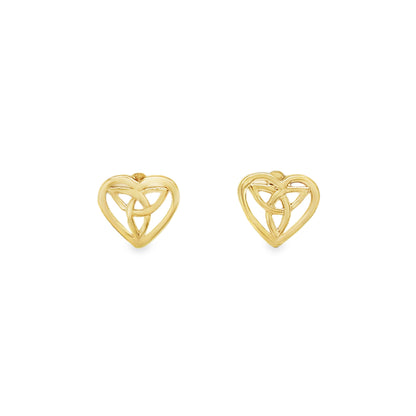 Jai's 14K Yellow Gold Celtic Trinity Heart Studs
