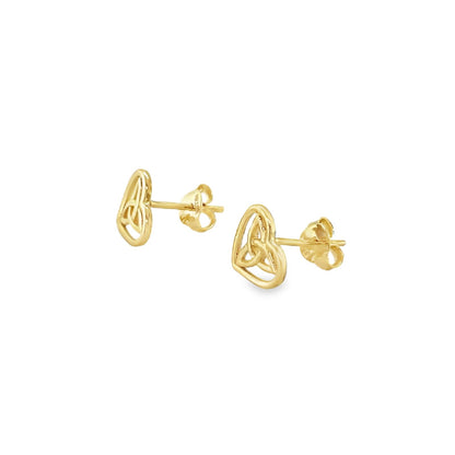 Jai's 14K Yellow Gold Celtic Trinity Heart Studs