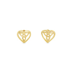 Jai's 14K Yellow Gold Celtic Trinity Heart Studs