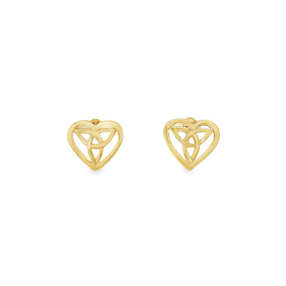 Jai's 14K Yellow Gold Celtic Trinity Heart Studs