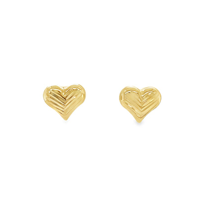 Jai's 14K Yellow Gold Lined Heart Studs