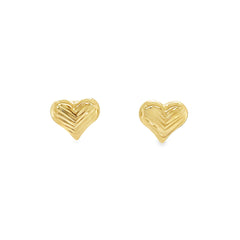Jai's 14K Yellow Gold Lined Heart Studs