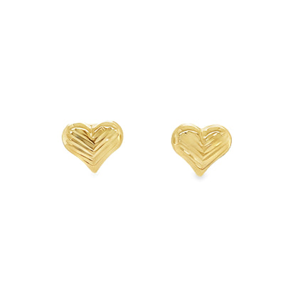 Jai's 14K Yellow Gold Lined Heart Studs