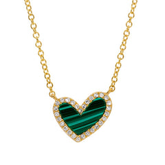 Jai's 14K Yellow Gold Malachite & Diamond Heart Necklace