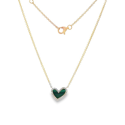 Jai's 14K Yellow Gold Diamond & Malachite Heart Necklace