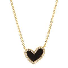 Jai's 14K Yellow Gold Black Onyx & Diamond Heart Necklace