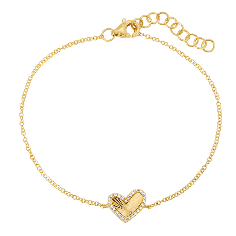 Jai's 14K Yellow Gold Diamond Heart Bracelet