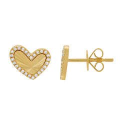Jai's 14K Yellow Gold Diamond Heart Studs