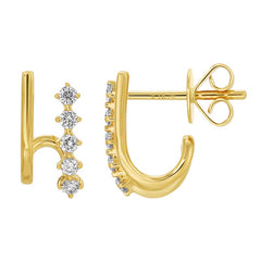 Jai's 14K Yellow Gold Diamond Hooked Studs