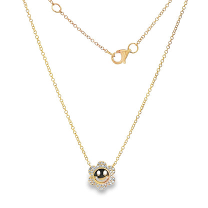 Jai's 14K Yellow Gold Diamond Floral Smiley Charm Necklace