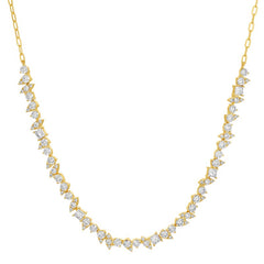 Jai's 14K Yellow Gold 2-carat Diamond Semi-pave Tennis Necklace