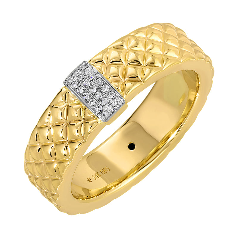 Jai's 14K Yellow Gold Diamond Quilted Ring