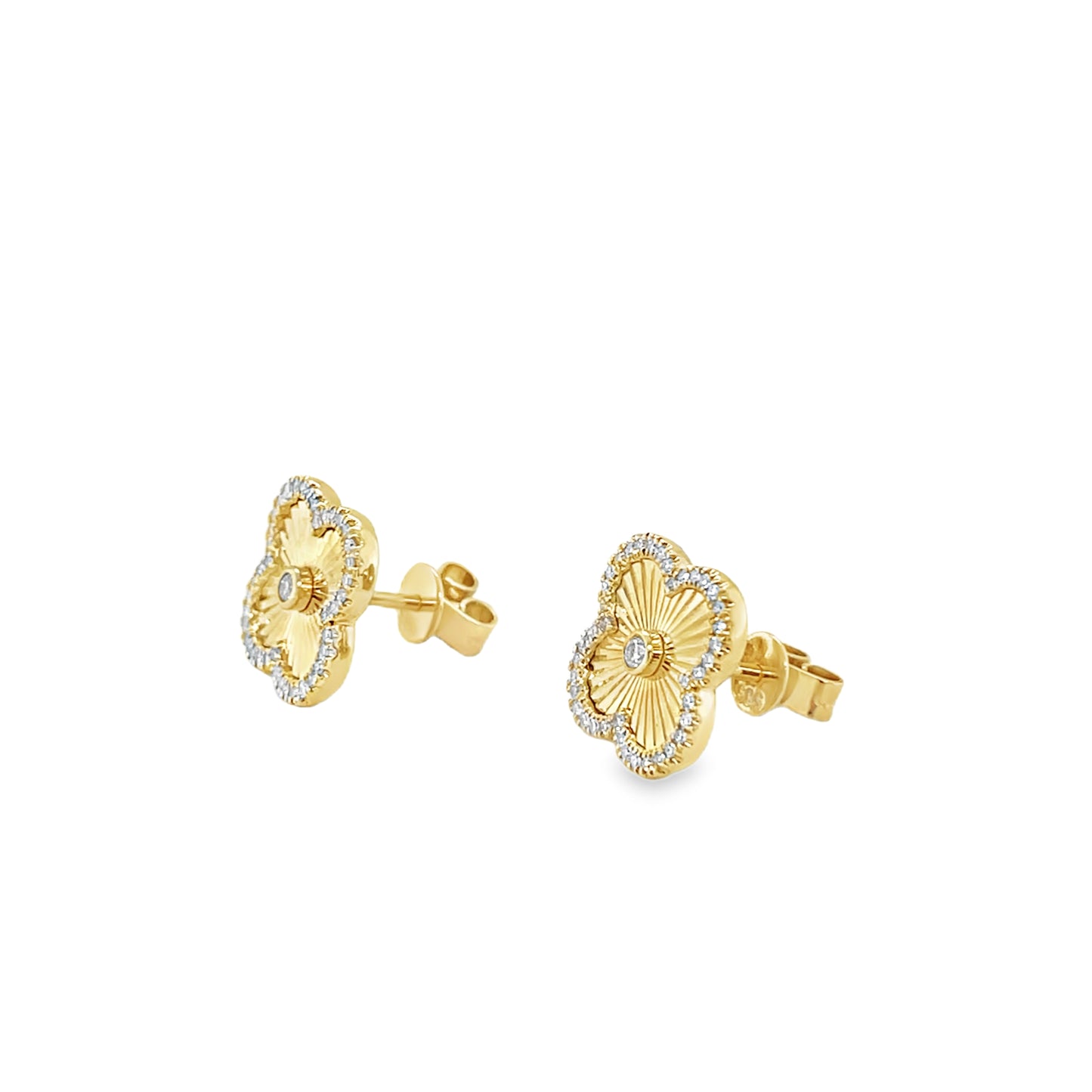 Jai's 14K Yellow Gold Clover Diamond Studs