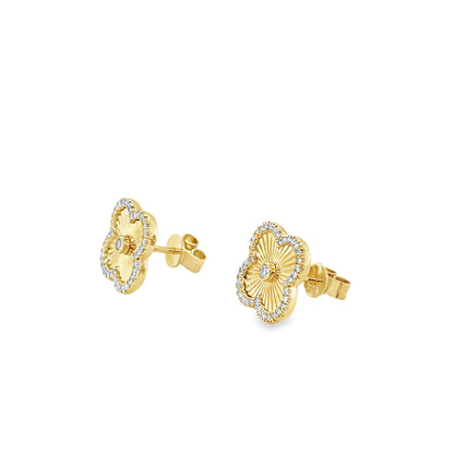 Jai's 14K Yellow Gold Clover Diamond Studs