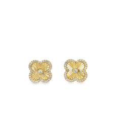 Jai's 14K Yellow Gold Clover Diamond Studs