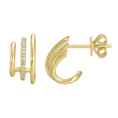 Jai's 14K Yellow Gold Diamond Hooked Studs