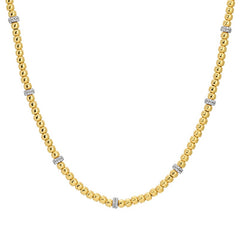 Jai's 14K Yellow Gold Beaded Diamond Station Necklace