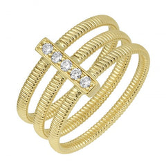 Jai's 14K Yellow Gold Three-row Diamond Ring