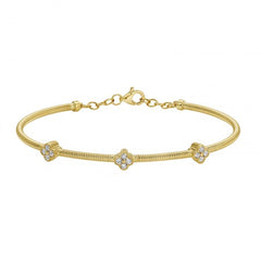 Jai's 14K Yellow Gold Diamond Clover Bangle