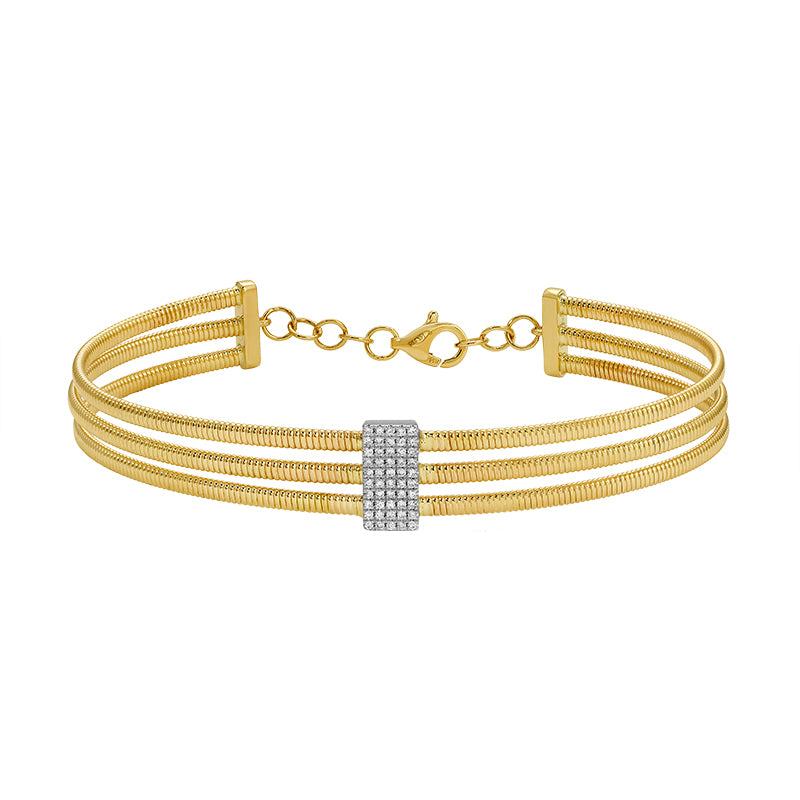 Jai's 14K Yellow Gold Three-strand Diamond Bangle