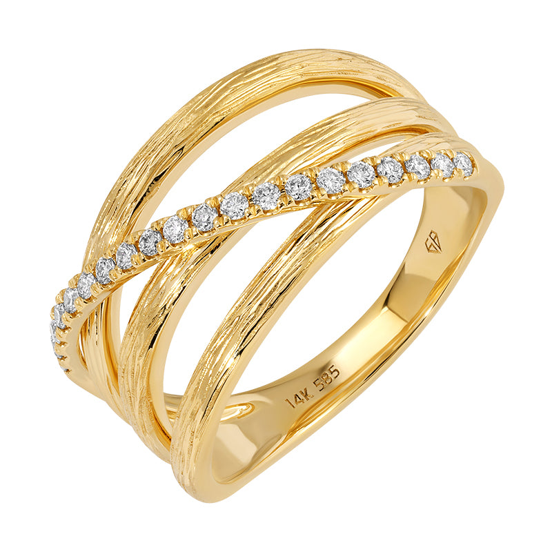 Jai's 14K Yellow Gold Four-strand Diamond Ring