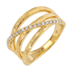 Jai's 14K Yellow Gold Four-strand Diamond Ring