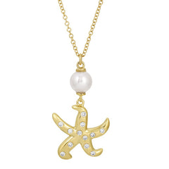 Jai's 14K Yellow Gold Pearl & Diamond Starfish Charm Necklace