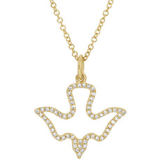 Jai's 14K Yellow Gold Diamond Dove Necklace