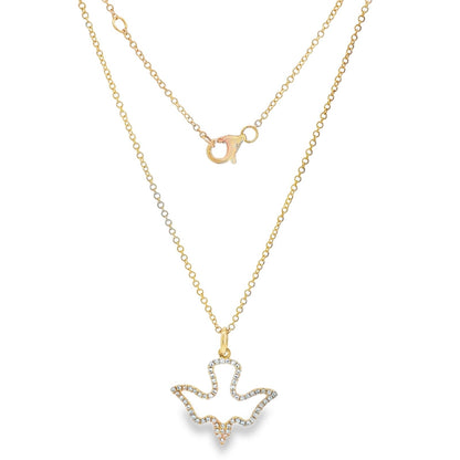 Jai's 14K Yellow Gold Diamond Dove Necklace