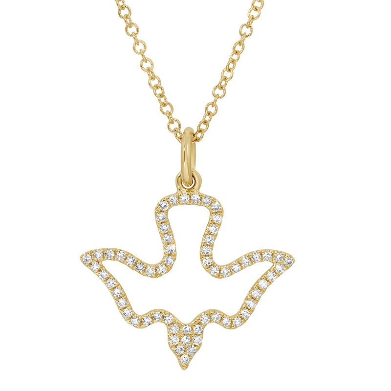 Jai's 14K Yellow Gold Diamond Dove Necklace