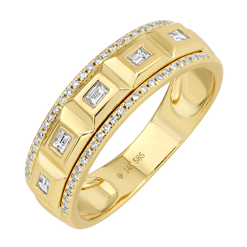 Jai's 14K Yellow Gold Diamond Faceted Ring