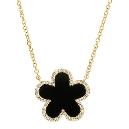 Jai's 14K Yellow Gold Diamond & Black Onyx Flower Necklace