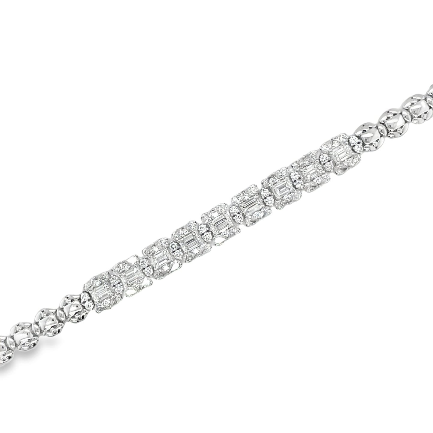 Jai's 18K White Gold Floral Pear & Emerald-cut Diamond Bracelet