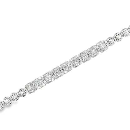 Jai's 18K White Gold Floral Pear & Emerald-cut Diamond Bracelet